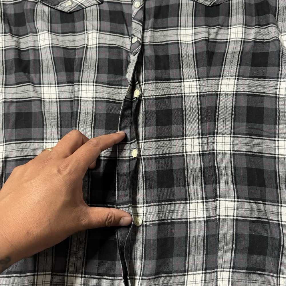 Harley Davidson Rhinestones Plaid Pearl Snap Button Pockets Shirt Women's Size S - Picture 4 of 8